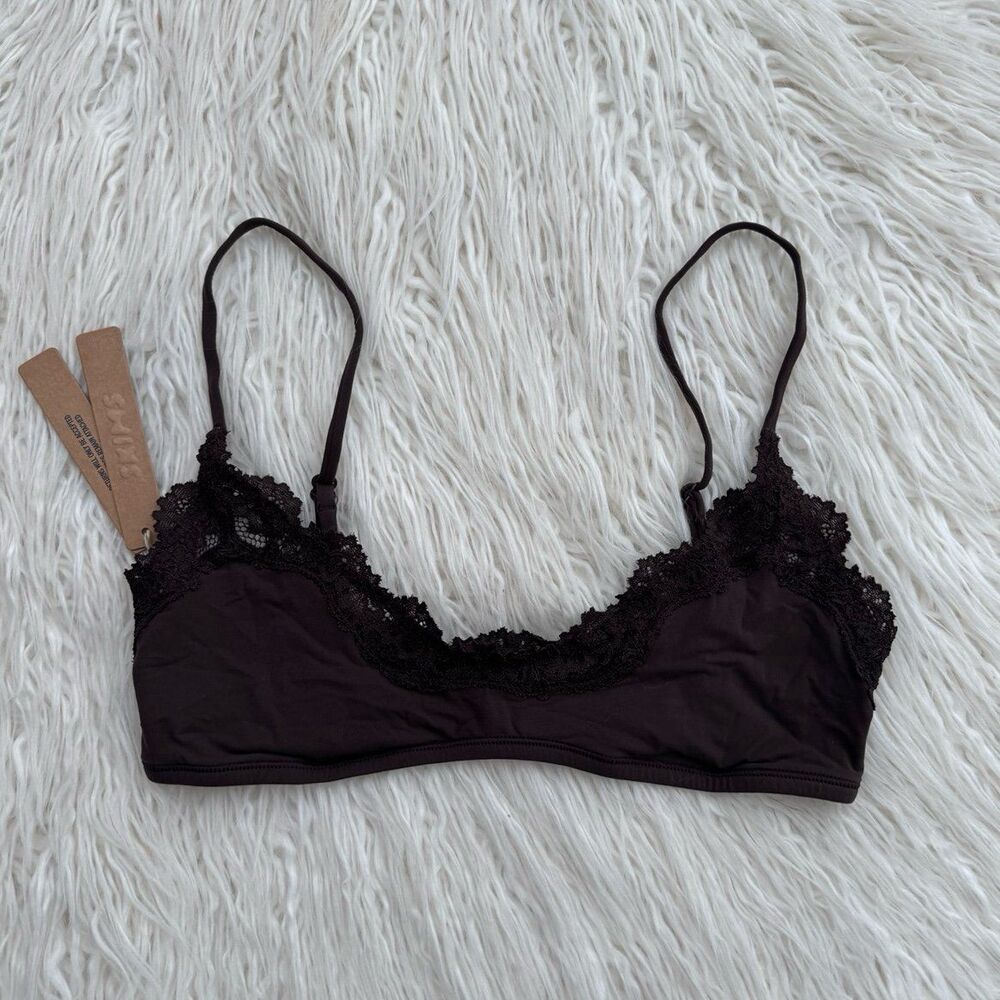 Skim Fits Everybody Lace Scoop Bralette Espresso Size Small